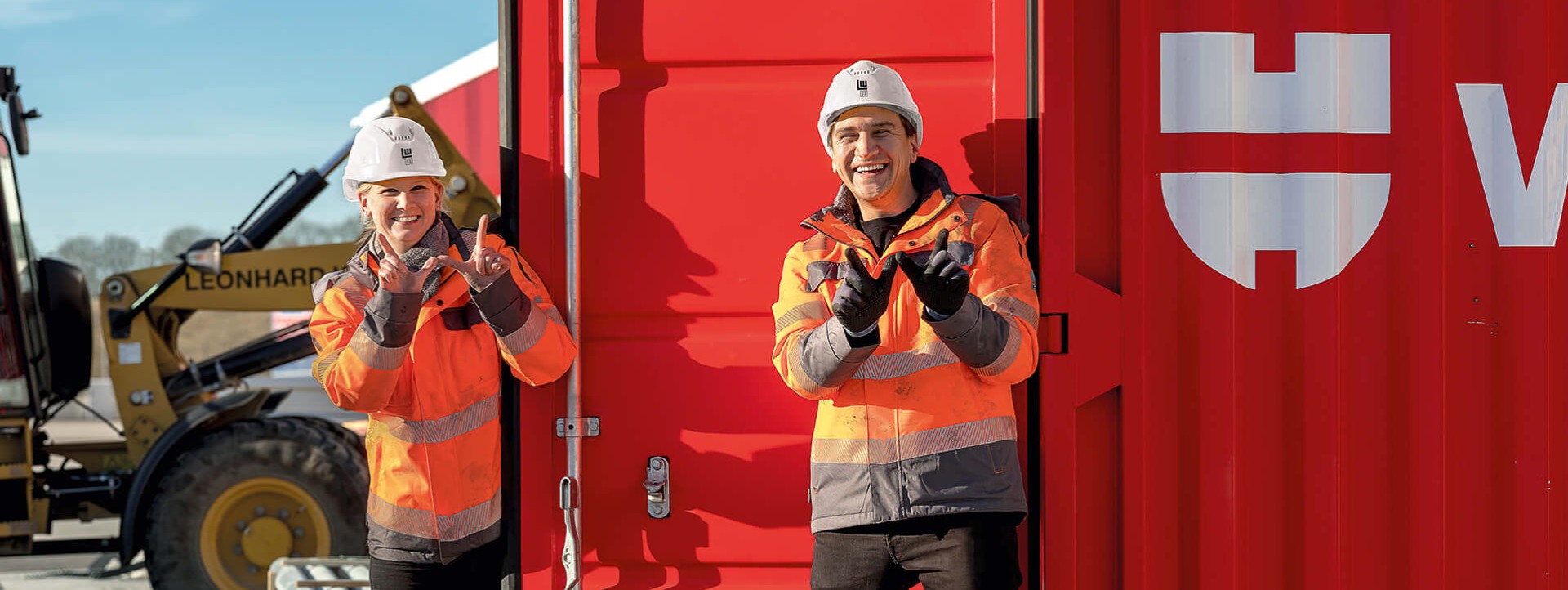 Tina Waschke and Carsten Gruchmann - Site managers at the construction firm Leonhard Weiss who are in charge of the new Würth transshipment depot